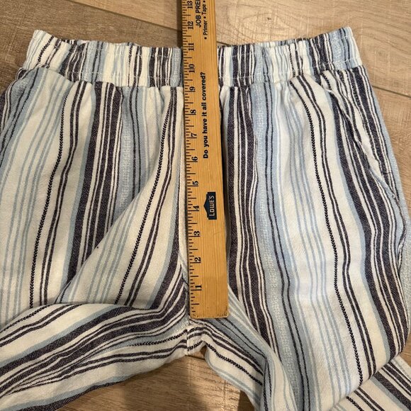 BRIGGS WOMENS BLUE STRIPED LINEN BLEND MEDIUM PULL ON PANTS - Picture 5 of 8